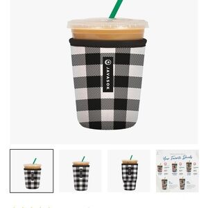 Javasok Sok It black and white plaid cup cozy size small 20oz